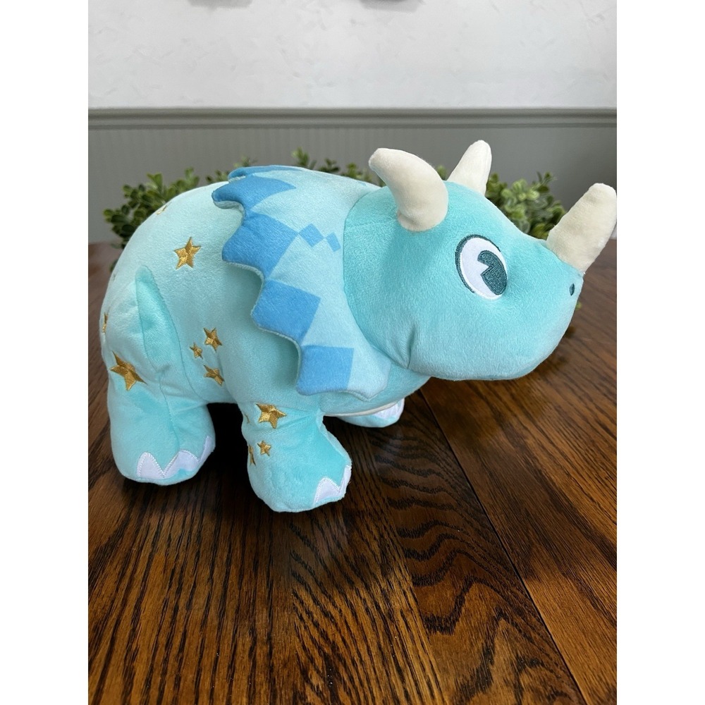 Disney Animal Kingdom Dinosaur Plush Blue Triceratops‎ Dinoland Gold Stars 10"